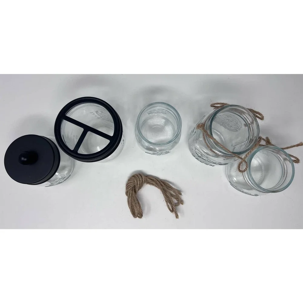 Mason Jar 5pc Bathroom Set Toothbrush & Toothpaste Holder No Lids Extra‎ Twine